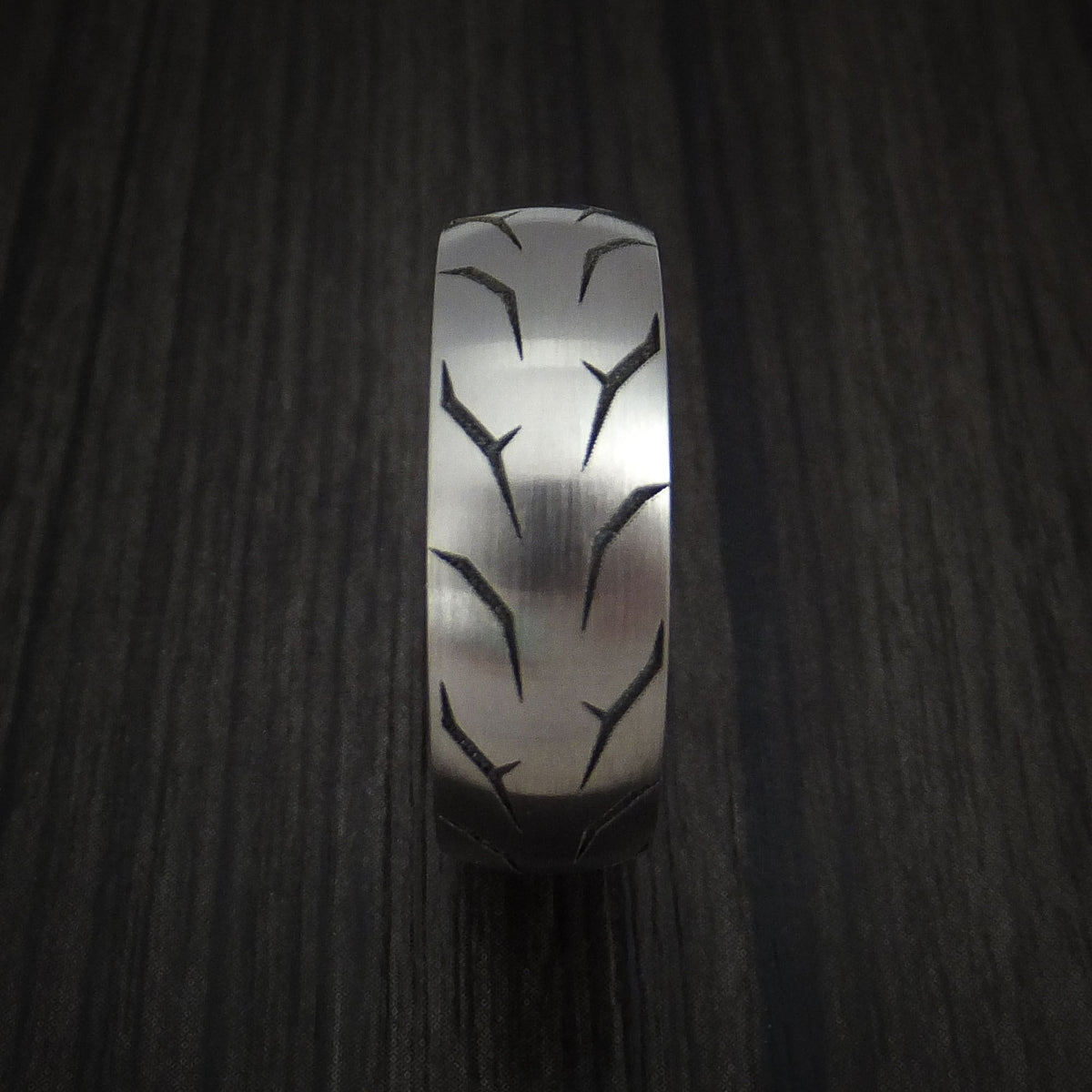 Stronghold III - Titanium Tread Men's Wedding Ring Tire Band - view 3 - Nura Lab