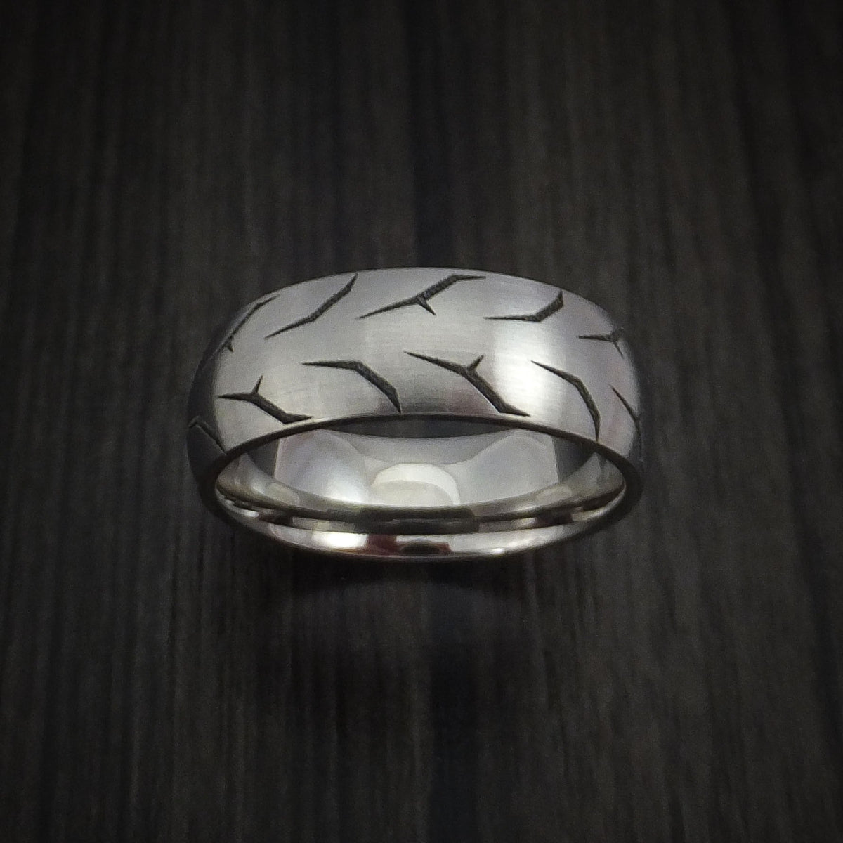 Stronghold III - Titanium Tread Men's Wedding Ring Tire Band - view 2 - Nura Lab