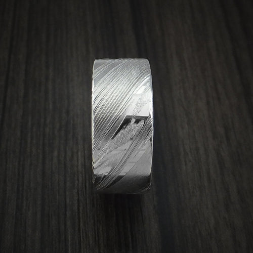 Kingsguard XI - Woodgrain Kuro Damascus Steel Wide Men's Ring Wedding Ring - view 3 - Nura Lab
