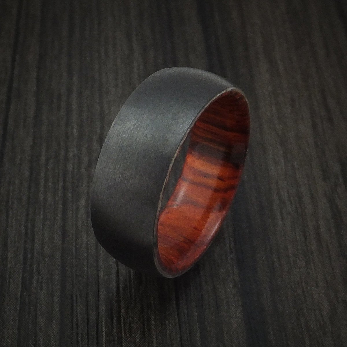 Ironwood XII - Black Zirconium and Hardwood Sleeve Men's Wedding Ring - view 4 - Nura Lab