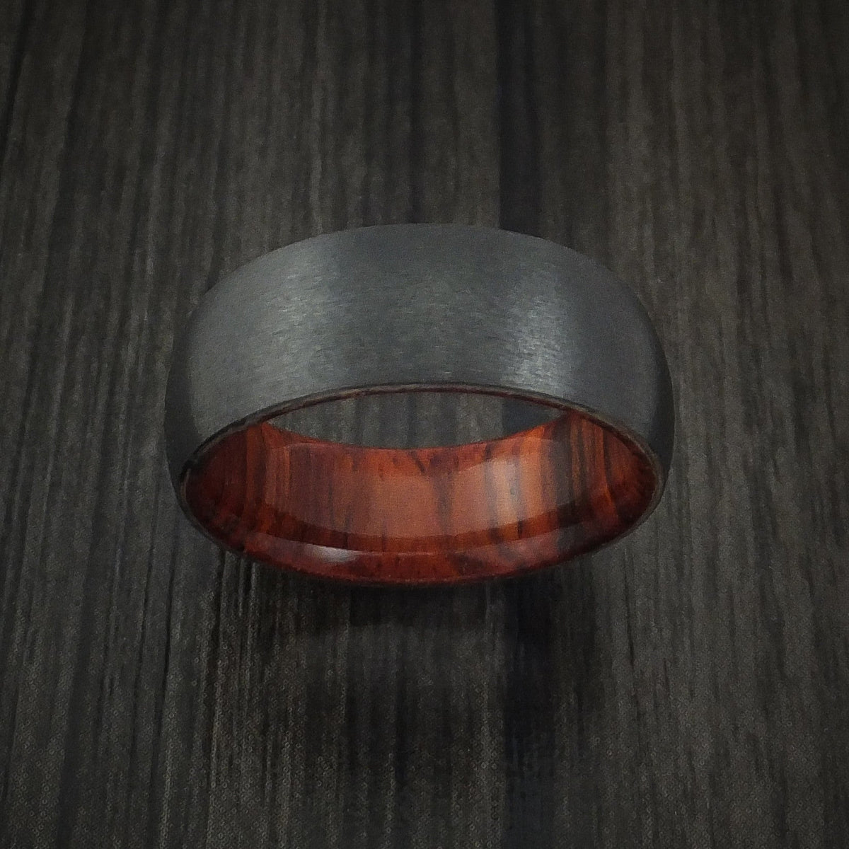Ironwood XII - Black Zirconium and Hardwood Sleeve Men's Wedding Ring - view 2 - Nura Lab