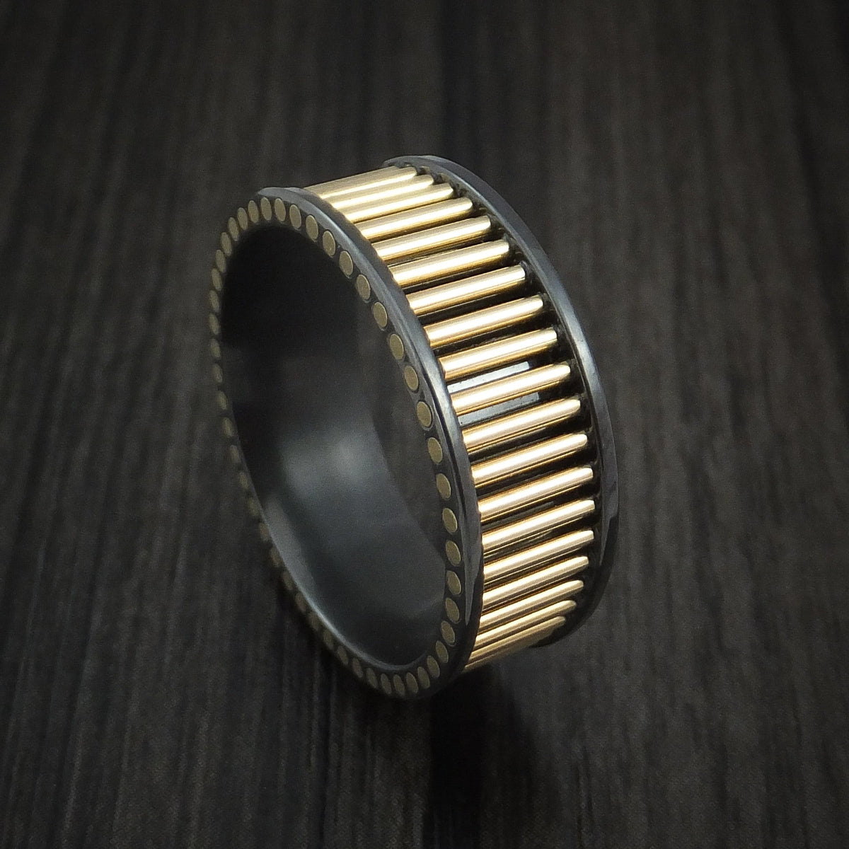 Outrider XVIII - Black Zirconium and 14K Yellow Gold Rods Men's Wedding Ring Band - Nura Lab