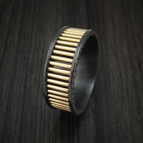 Outrider XVIII - Black Zirconium and 14K Yellow Gold Rods Men's Wedding Ring Band - view 4 - Nura Lab