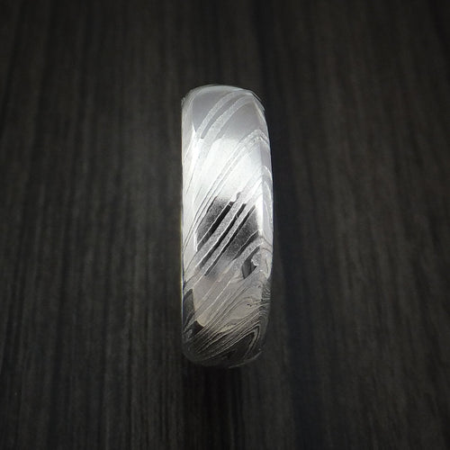 Noble IX - Woodgrain Kuro Damascus Steel Men's Ring Wedding Ring - view 3 - Nura Lab