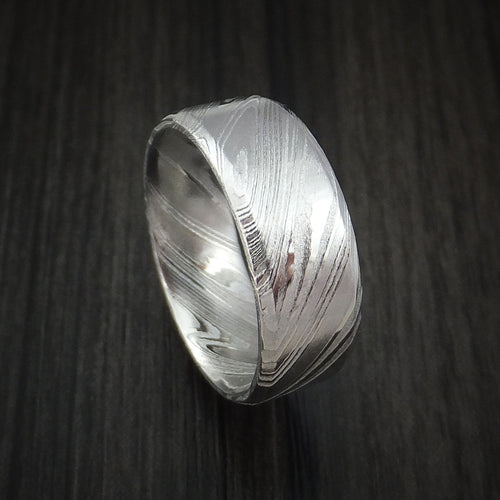 Endeavour IX - Woodgrain Kuro Damascus Steel Men's Ring Wedding Ring - Nura Lab
