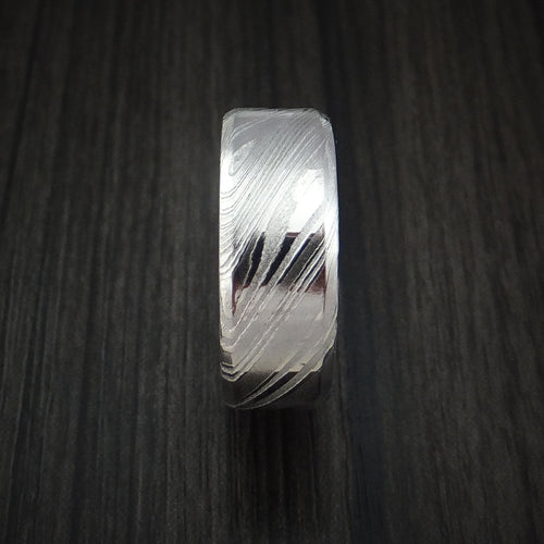 Endeavour IX - Woodgrain Kuro Damascus Steel Men's Ring Wedding Ring - view 3 - Nura Lab