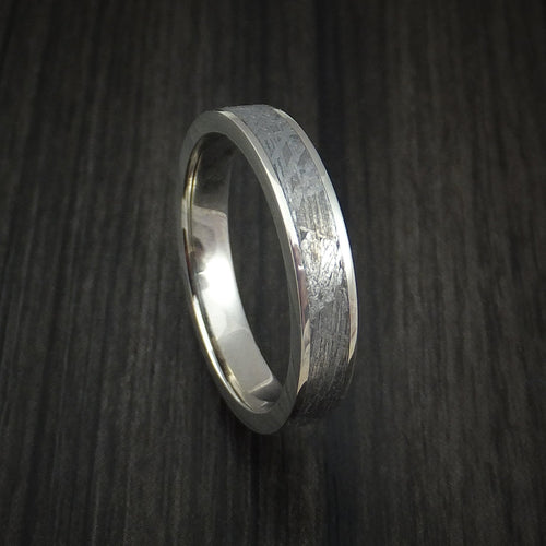 Kodiak XVII - White Gold and Gibeon Meteorite Wedding Ring Band - Nura Lab