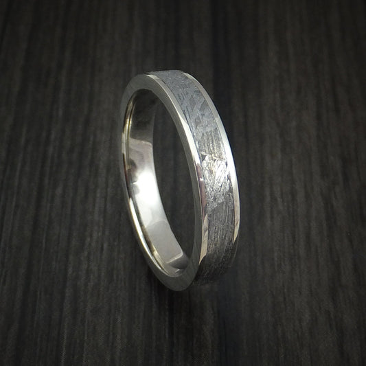Kodiak XVII - White Gold and Gibeon Meteorite Wedding Ring Band - Nura Lab