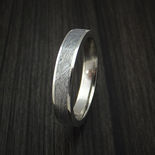 Kodiak XVII - White Gold and Gibeon Meteorite Wedding Ring Band - view 4 - Nura Lab