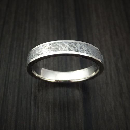 Kodiak XVII - White Gold and Gibeon Meteorite Wedding Ring Band - view 2 - Nura Lab