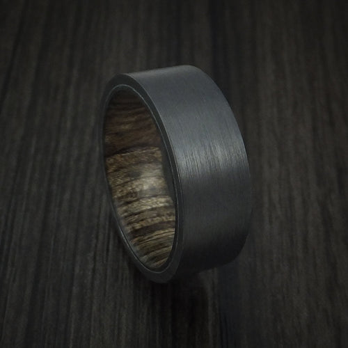Forge XIII - Black Zirconium Men's Wedding Ring with Hardwood Interior Sleeve - Nura Lab