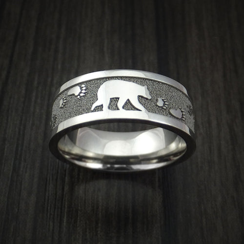 Northwind III - Titanium Bear Paw Men's Wedding Ring Hunter Band - view 2 - Nura Lab