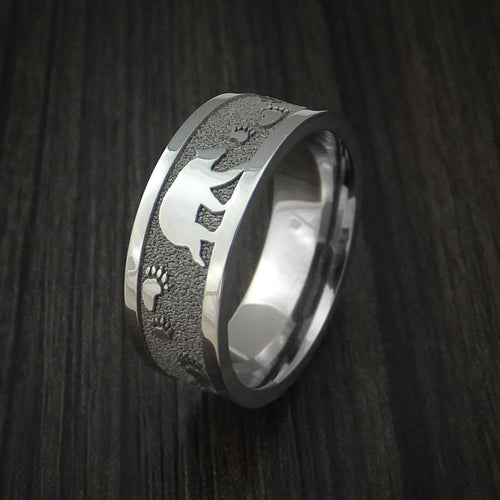 Northwind III - Titanium Bear Paw Men's Wedding Ring Hunter Band - view 4 - Nura Lab