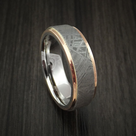 Duke XVII - Cobalt Chrome and Gibeon Meteorite Men's Wedding Ring with 14k Rose Gold Band - Nura Lab