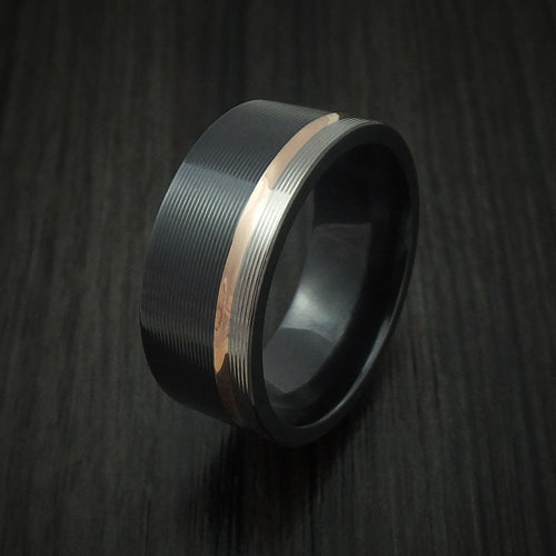 North XVIII - Black Zirconium Men's Wedding Ring with 14k Rose Gold Inlay Band - view 4 - Nura Lab