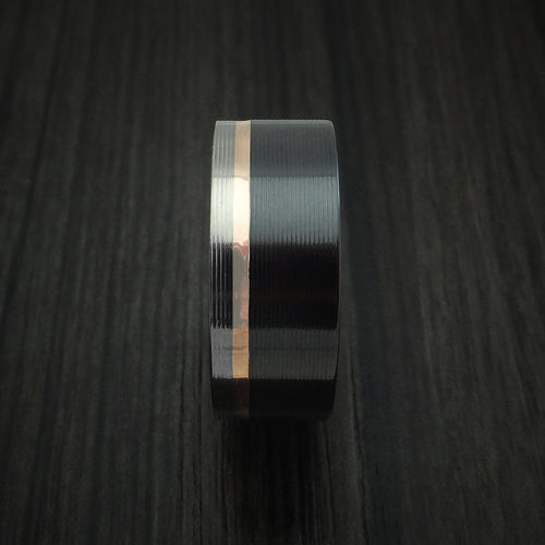 North XVIII - Black Zirconium Men's Wedding Ring with 14k Rose Gold Inlay Band - view 3 - Nura Lab
