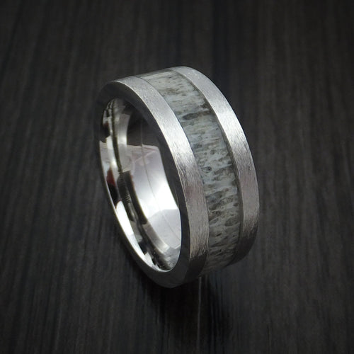 Noble XVI - Cobalt Chrome and Antler Men's Wedding Ring Band - Nura Lab