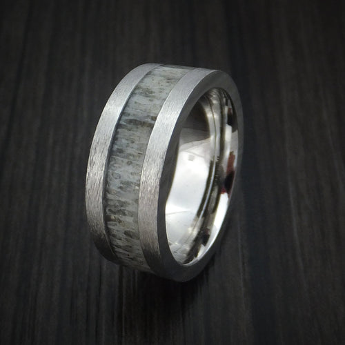 Noble XVI - Cobalt Chrome and Antler Men's Wedding Ring Band - view 4 - Nura Lab