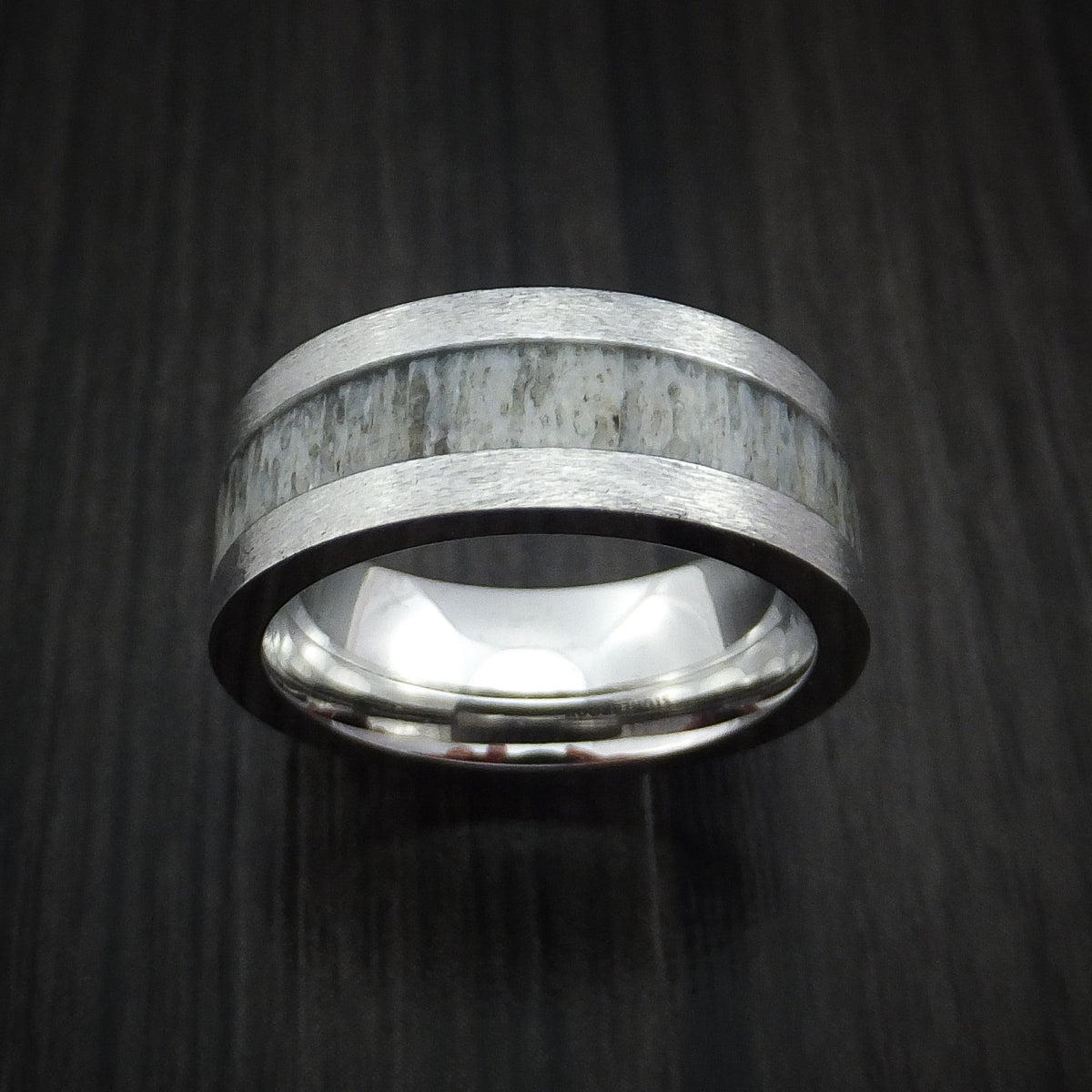 Noble XVI - Cobalt Chrome and Antler Men's Wedding Ring Band - view 2 - Nura Lab