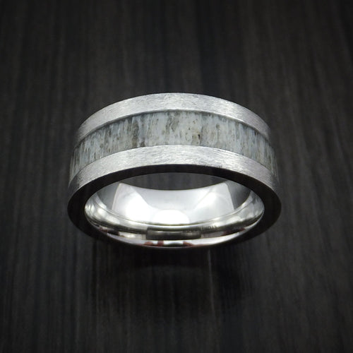 Noble XVI - Cobalt Chrome and Antler Men's Wedding Ring Band - view 2 - Nura Lab
