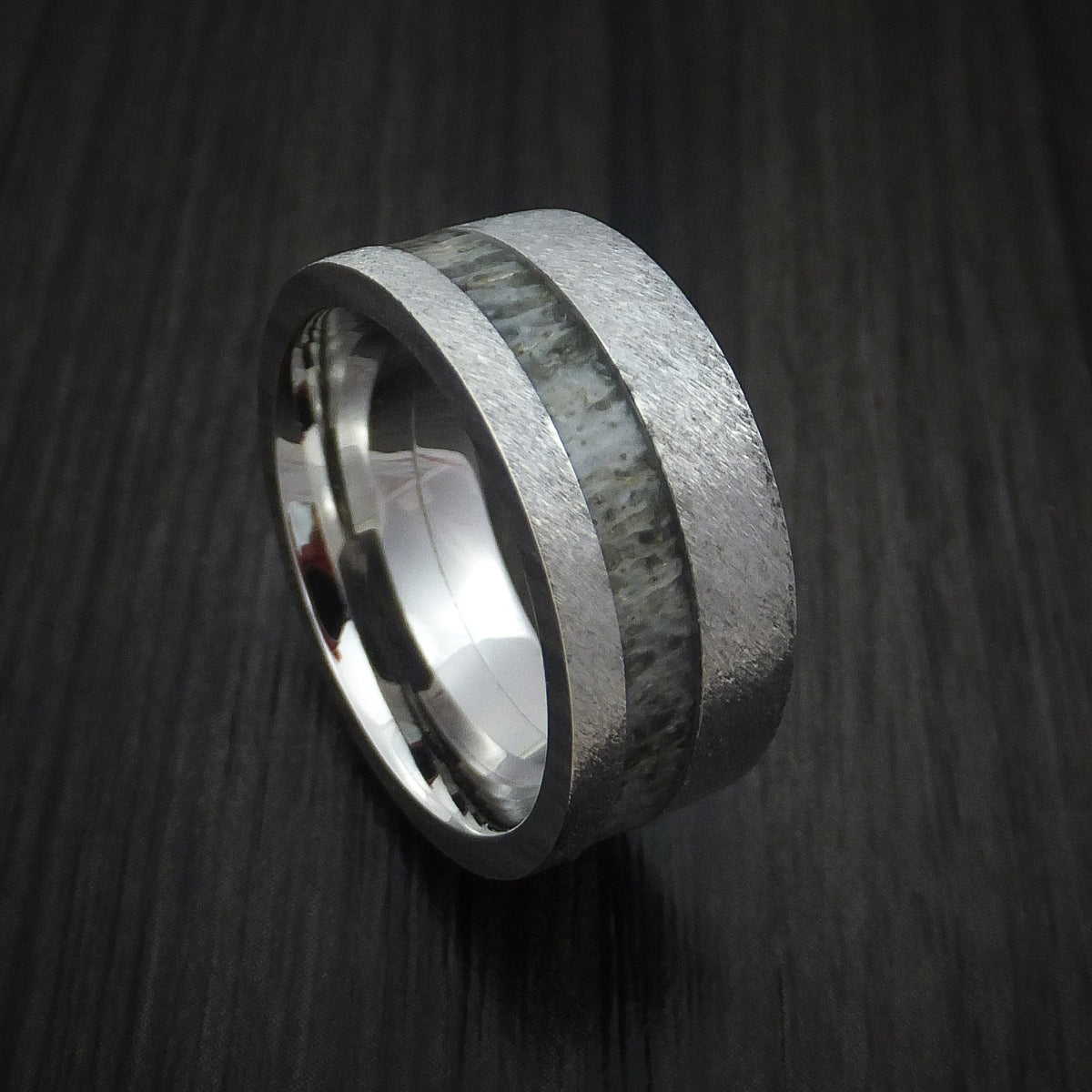 Valorant XVI - Cobalt Chrome and Antler Men's Wedding Ring Band - Nura Lab