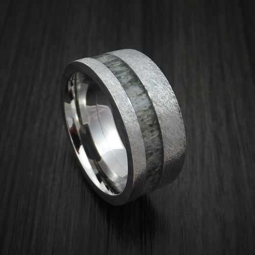 Valorant XVI - Cobalt Chrome and Antler Men's Wedding Ring Band - Nura Lab