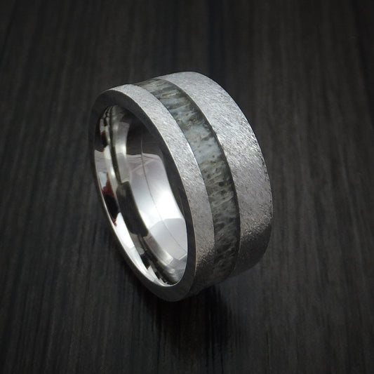 Valorant XVI - Cobalt Chrome and Antler Men's Wedding Ring Band - Nura Lab