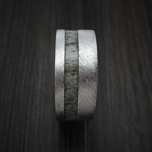 Valorant XVI - Cobalt Chrome and Antler Men's Wedding Ring Band - view 3 - Nura Lab