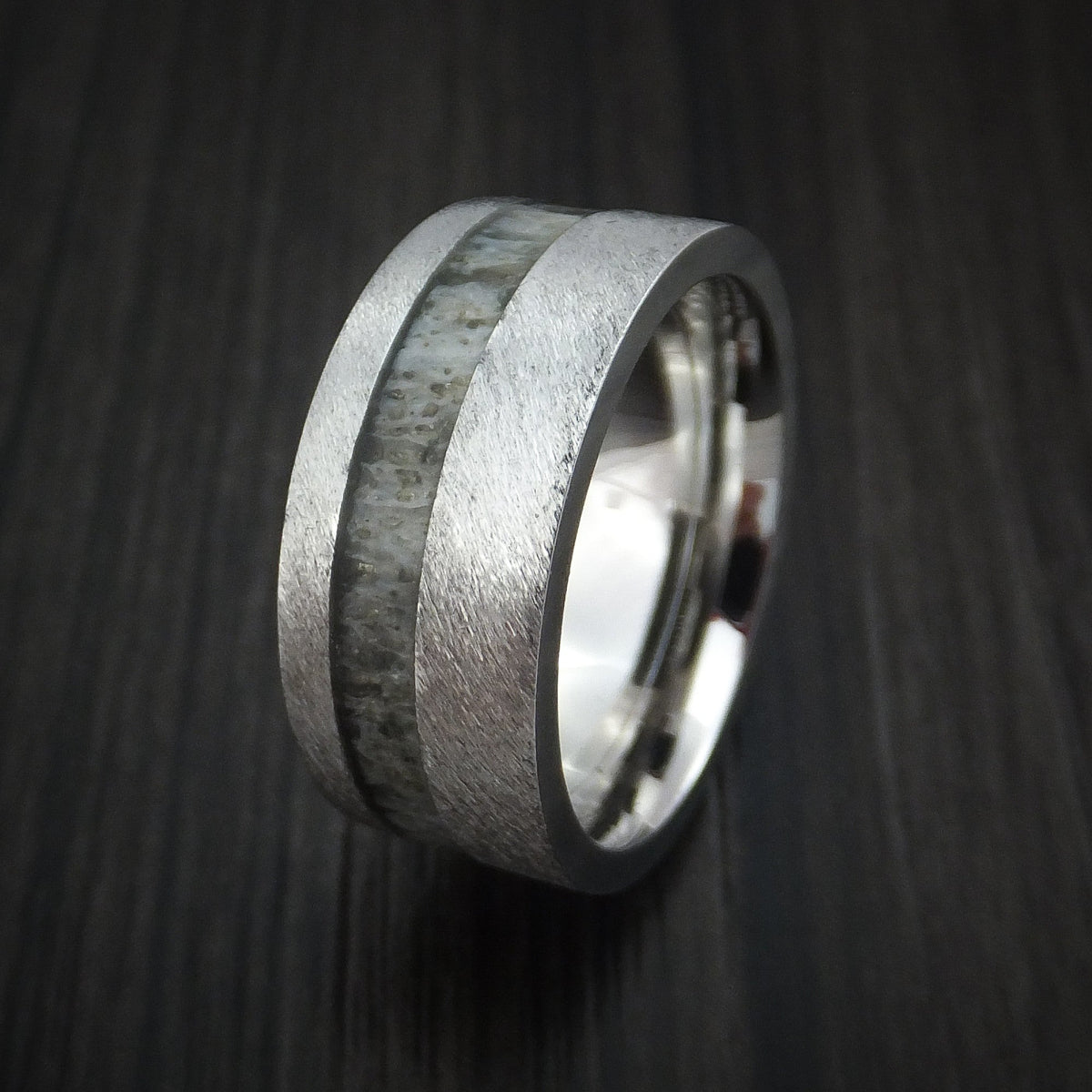 Valorant XVI - Cobalt Chrome and Antler Men's Wedding Ring Band - view 4 - Nura Lab