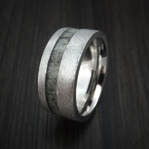 Valorant XVI - Cobalt Chrome and Antler Men's Wedding Ring Band - view 4 - Nura Lab