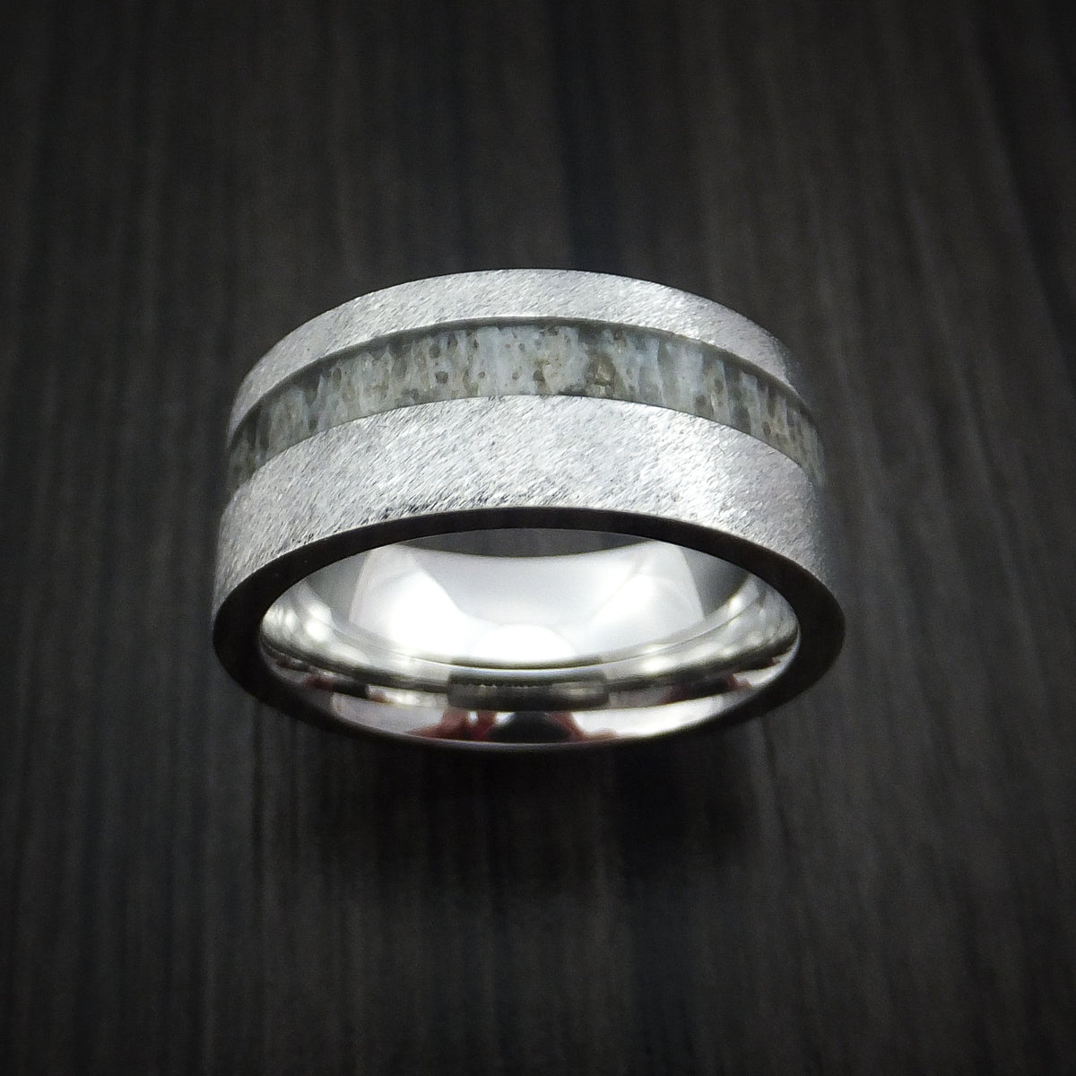 Valorant XVI - Cobalt Chrome and Antler Men's Wedding Ring Band - view 2 - Nura Lab