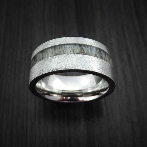 Valorant XVI - Cobalt Chrome and Antler Men's Wedding Ring Band - view 2 - Nura Lab