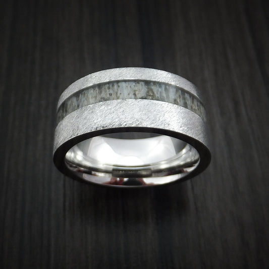 Valorant XVI - Cobalt Chrome and Antler Men's Wedding Ring Band - view 2 - Nura Lab