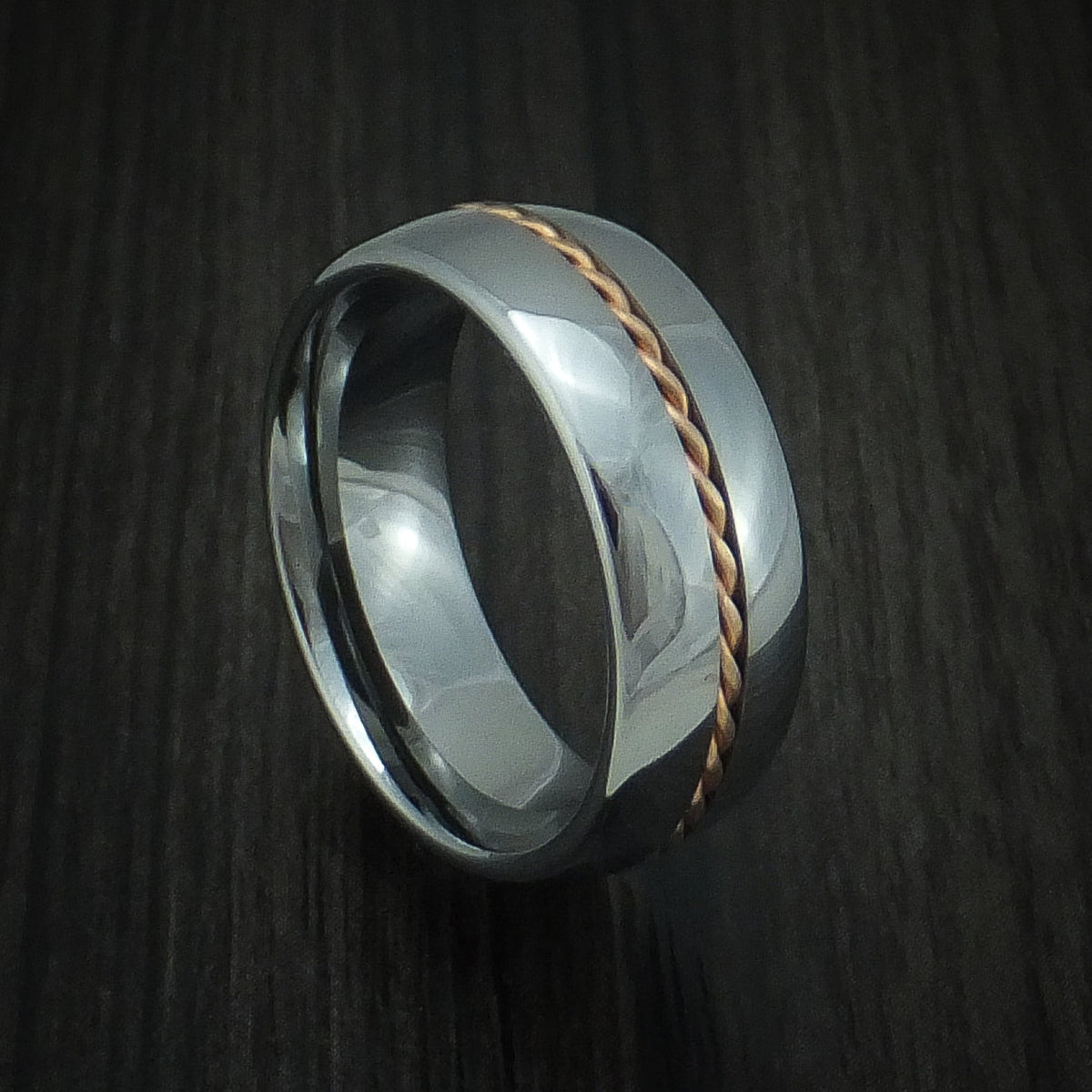 Kodiak XVI - Tungsten Band with Rose Gold Inlay Men's Wedding Ring - Nura Lab
