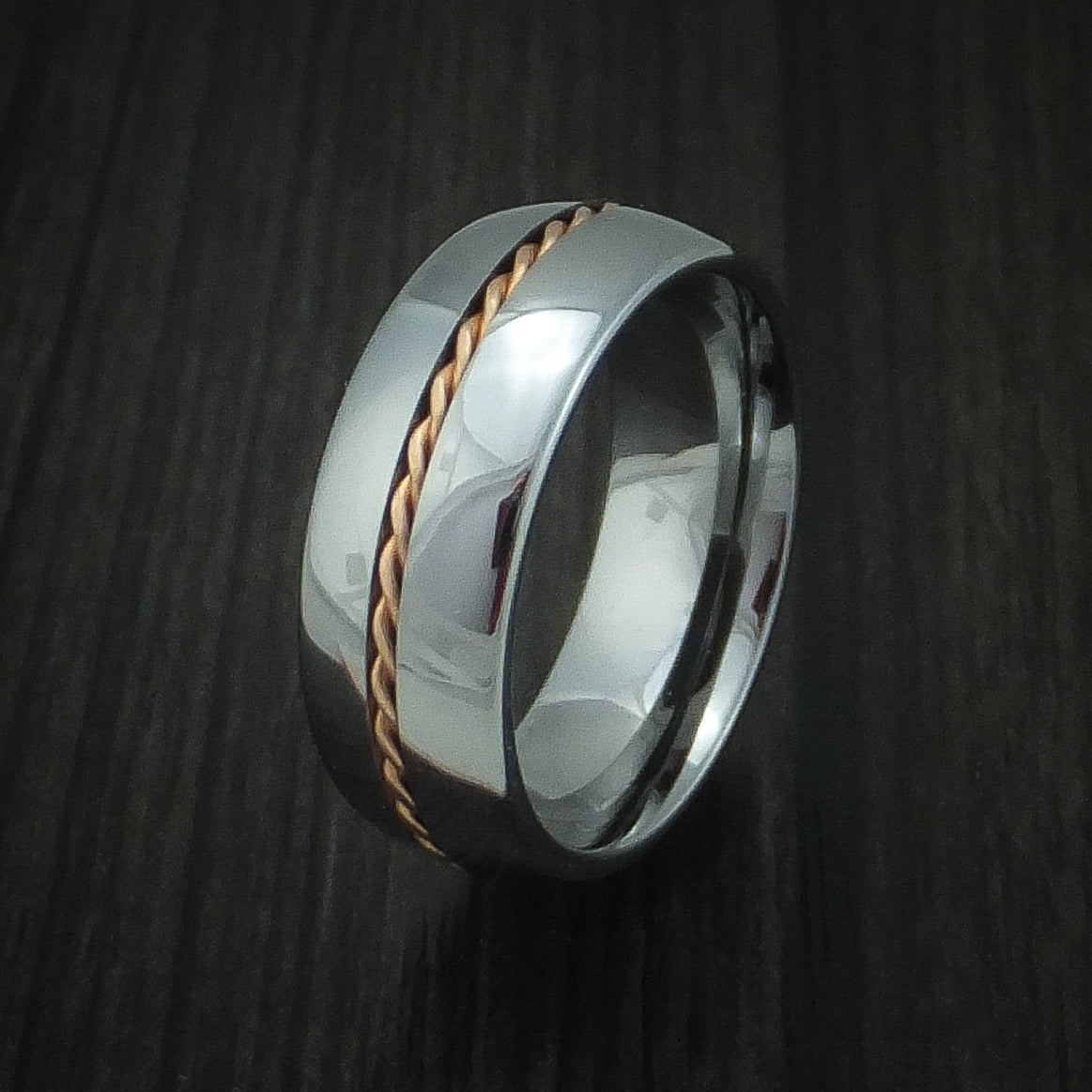 Kodiak XVI - Tungsten Band with Rose Gold Inlay Men's Wedding Ring - view 4 - Nura Lab