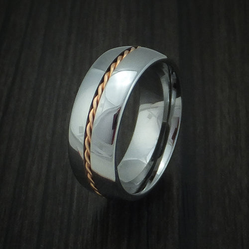 Kodiak XVI - Tungsten Band with Rose Gold Inlay Men's Wedding Ring - view 4 - Nura Lab