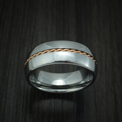 Kodiak XVI - Tungsten Band with Rose Gold Inlay Men's Wedding Ring - view 2 - Nura Lab
