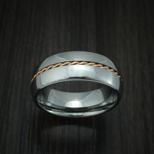 Kodiak XVI - Tungsten Band with Rose Gold Inlay Men's Wedding Ring - view 2 - Nura Lab