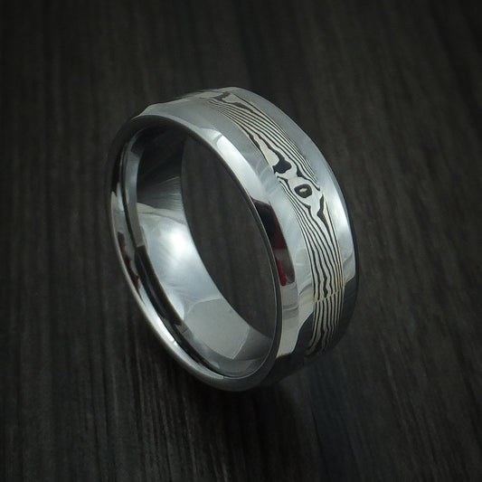 Spartan XVI - Tungsten Band with Mokume Gane Inlay Men's Wedding Ring - Nura Lab