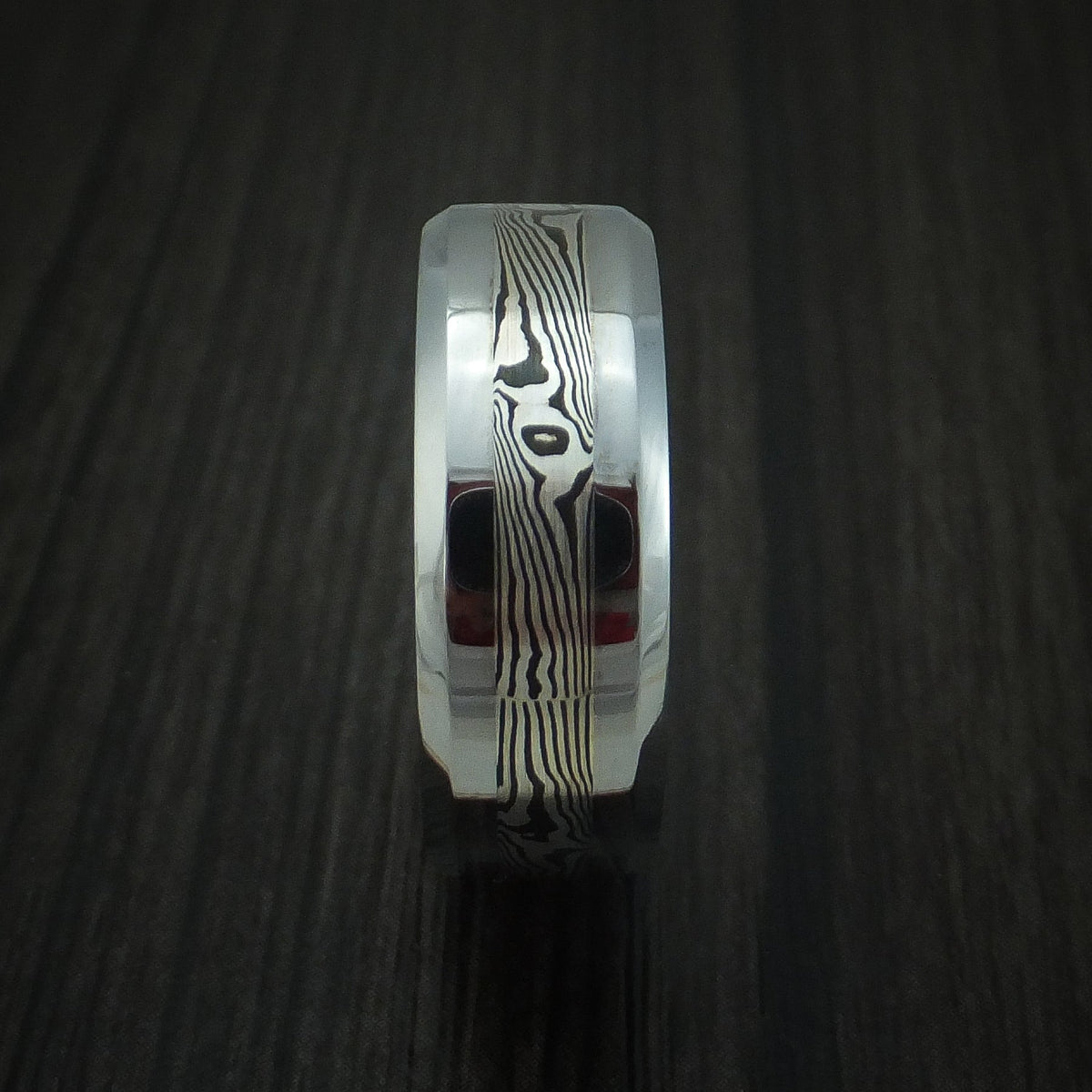 Spartan XVI - Tungsten Band with Mokume Gane Inlay Men's Wedding Ring - view 3 - Nura Lab