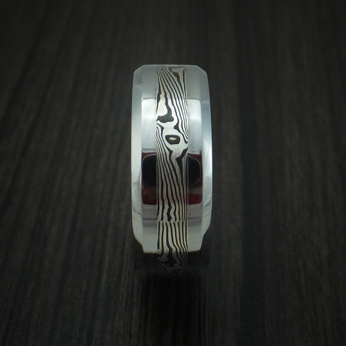 Spartan XVI - Tungsten Band with Mokume Gane Inlay Men's Wedding Ring - view 3 - Nura Lab