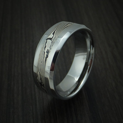 Spartan XVI - Tungsten Band with Mokume Gane Inlay Men's Wedding Ring - view 4 - Nura Lab