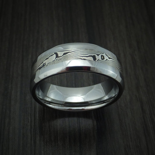 Spartan XVI - Tungsten Band with Mokume Gane Inlay Men's Wedding Ring - view 2 - Nura Lab