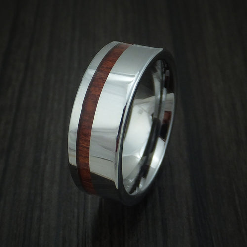 Everest XII - Tungsten Band with Blood Wood Inlay Men's Wedding Ring - view 4 - Nura Lab