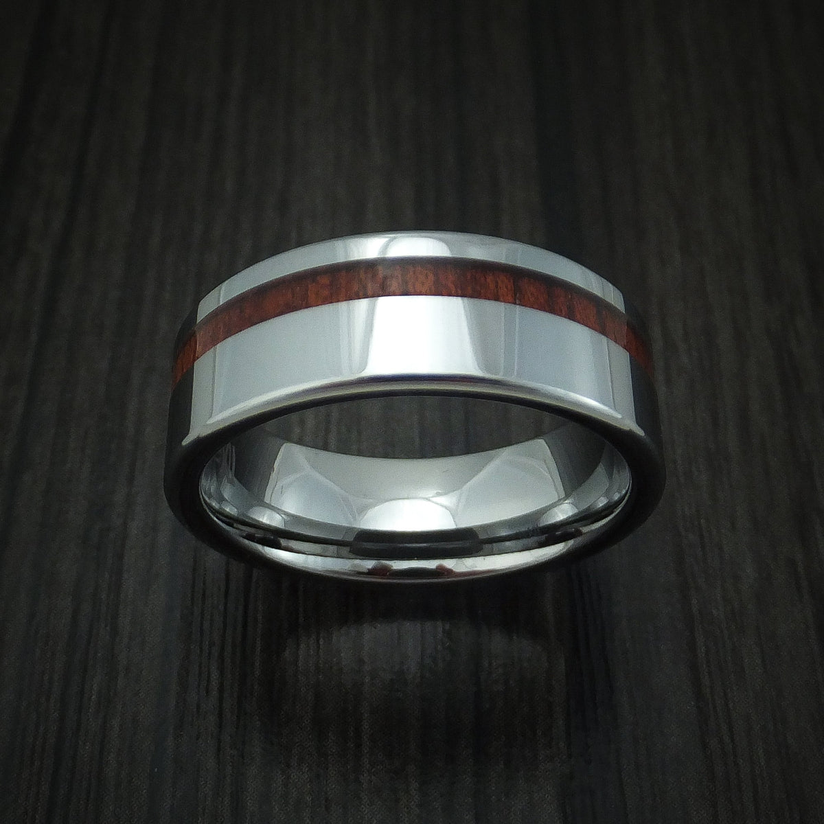 Everest XII - Tungsten Band with Blood Wood Inlay Men's Wedding Ring - view 2 - Nura Lab