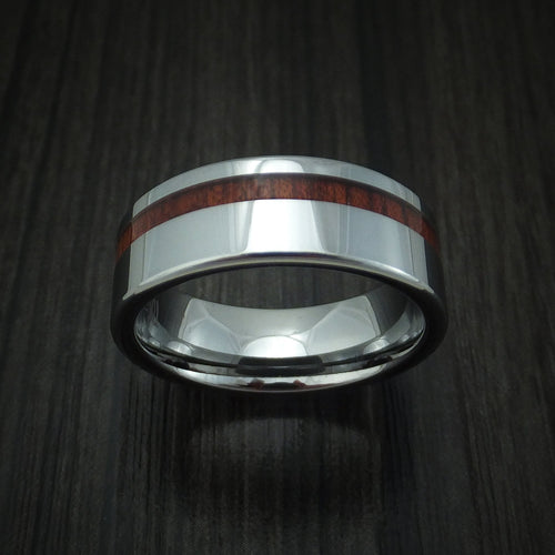 Everest XII - Tungsten Band with Blood Wood Inlay Men's Wedding Ring - view 2 - Nura Lab