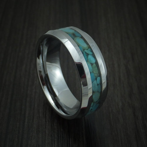 Everest XVI - Tungsten Band with Turquoise Inlay Men's Wedding Ring - Nura Lab