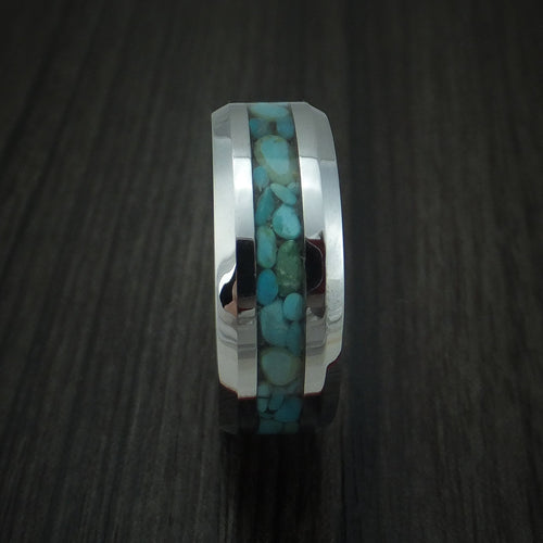 Everest XVI - Tungsten Band with Turquoise Inlay Men's Wedding Ring - view 3 - Nura Lab