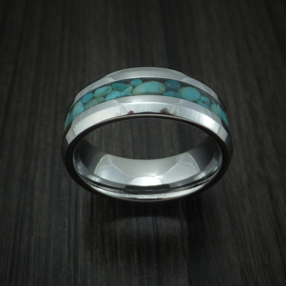 Everest XVI - Tungsten Band with Turquoise Inlay Men's Wedding Ring - view 2 - Nura Lab