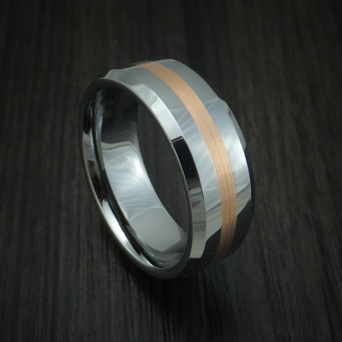 Augustus XVI - Tungsten Band with Rose Gold Inlay Men's Wedding Ring - Nura Lab